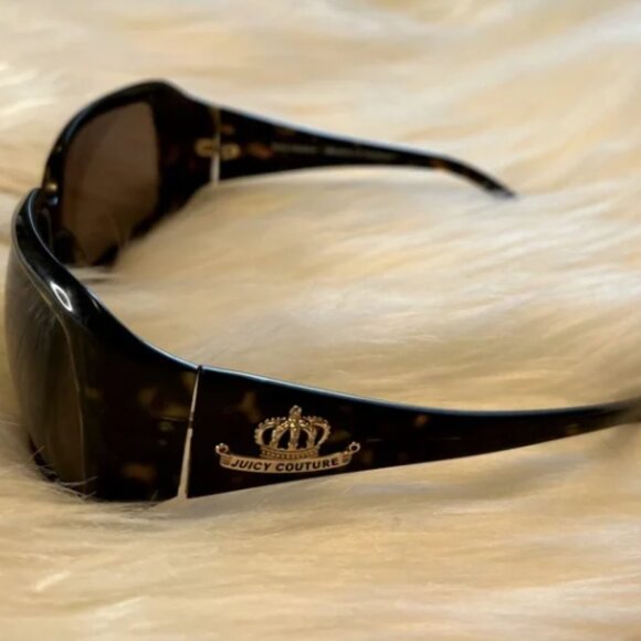 Y2K VINTAGE JUICY COUTURE SUNGLASSES CASE & CLOTH ROYAL CROWN BROWN TORTOISE main image 6